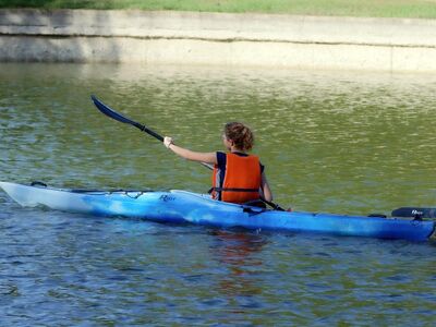 girl, kayak, rowing, teenager, lifejacket, lake, park, nature, sports, recreation