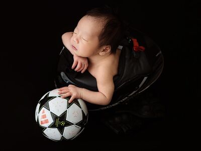 baby, newborn, child, asleep, sleeping, photoshoot, cute, helmet, portrait, football, sports