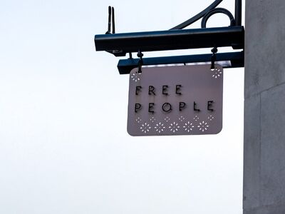 free people, advertising, signage, banner, sign, open, street, road, signpost