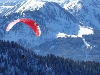 paragliding, parachute, mountains, country, adventure, nature, adrenaline