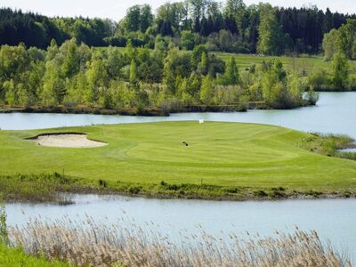 golf, nature, sport, course, green, island green, landscape, lake