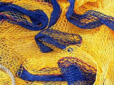 fishing nets, fishing, net, blue and yellow, yellow and blue, fishing boat, colourful, colorful