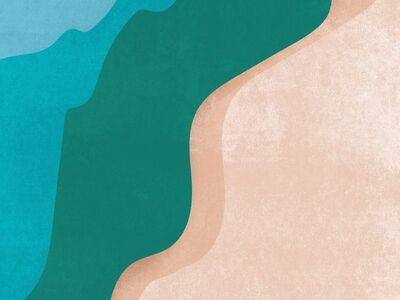 sea, water, ocean, boho, bohemian, drawing, background, nature, landscape, minimalistic