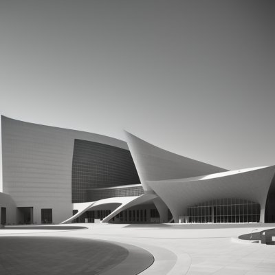 national museum of qatar, architecture, modern, curved, desert rose, doha, futuristic, blue sky, facade, museum, sand-colored, steel construction, middle eastern design, cultural, iconic, geometric, symmetrical, modern art, extravagant, arab culture