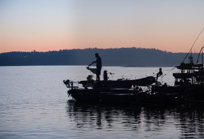 fishing, harbor, silhouette, evening, nature, river, tranquility, concrete, cranes, water, clouds, light, x-ray, work, reflection, black and white, lonely, misty, soft light, contrast