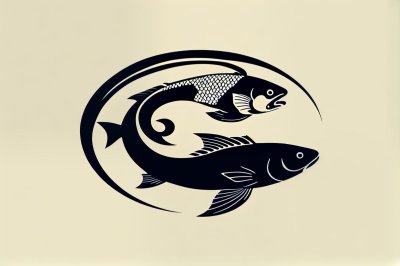 fish, koi, silhouette, japanese, tattoo design, symbol, nature, decoration, minimalist, asian, art, graphic, design, circle, black and white, fish in circle, simplified, iconic, swimming, chinese style