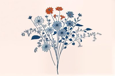 boho, bohemian, background, drawing, flowers, botanical, gift, line drawing, bloom, nature, roses, poppies
