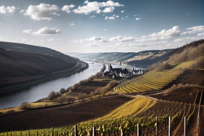 landscape, nature, flow, moselle, vineyards, germany, village, church