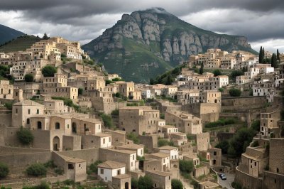 village, mountain village, sicily, houses