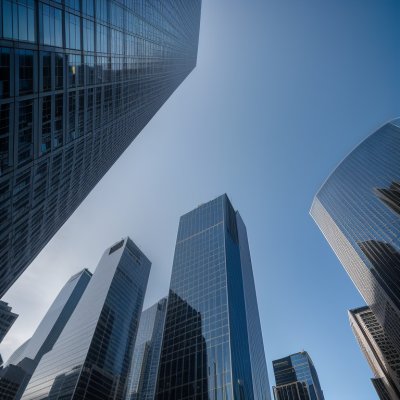 skyscrapers, modern architecture, glassed buildings, blue sky, modern cityscape, urban environment, high-rise buildings, reflections, financial district, business, urban development, corporate buildings, architectural design, office buildings, central business district, architectural patterns, international design, towering structures, contract work, construction industry
