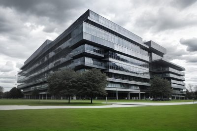 building, architecture, modern, park, grass, sky, clouds, museum, blue, artistic, garden, traditional, geometric, symmetry, concrete, panorama, tourist, city, vacation, windows