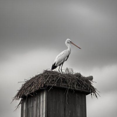 stork, nest, building, bird, clattering, nature, beak, animal, young, feathers, motherhood, family, wall, protection, ornament, care, guarding, motive