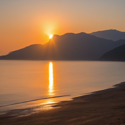 sunrise, corsica, sea, morning, beach, mountains, shadows, nature, landscape, water, light, sun, sky, bay, tourism, summer, relaxation, early morning, resort, sun rays