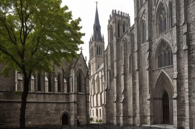 city, architecture, church, historic, city wall, tree, fresco, a few people, window frames, flowers, heritage awareness, summer evening, nice weather, medieval, tree-lined street, europe, morning, tourist destination, germany
