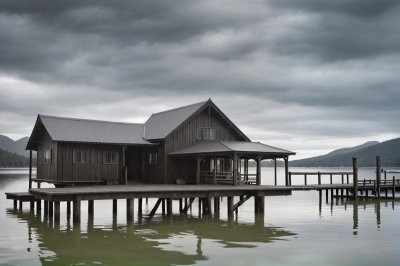 boathouse, lake, water, jetty, architecture, hut, nature, wooden structure, calm, water body, old building, wooden house, relaxation, peaceful environment, tourism, recreation area, idyllic, quiet place, stability, leisure, lake view