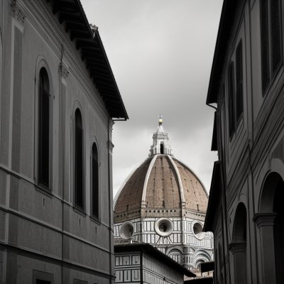 cupola, florence, italy, architecture, cathedral, historic, modern, panorama, city, travel, tourism, dome, street, hotel, black-and-white, rooftops, europe, church, landmark, history