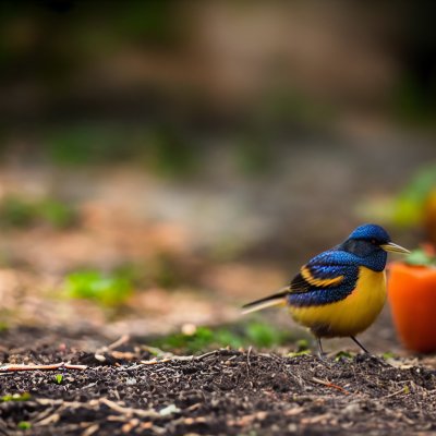 starling, bird, public space, papaya, fruit, wildlife, nature, bird food, walking, black and grey, trough, animal, ground, feather, standing, feeding, beak, outdoor, blurring, wild bird