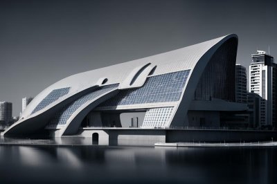 modern architecture, valencia, art and science, futuristic design, spanish architecture, black and white photo, architectural marvel, famous building, sunny day, symmetry, architecture photography, educational center, cosmopolitan city, spires, oceanography, dazzling, reflection, harmony, cultural center, geometric shapes