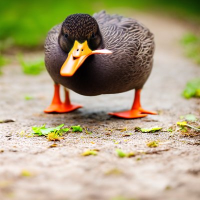 duck, garden path, colorful, green head, orange feet, natural environment, waterfowl, walking, branches, feathers, wildlife, summer, vibrant colors, park scene, domestic duck, background, wild nature, green grass
