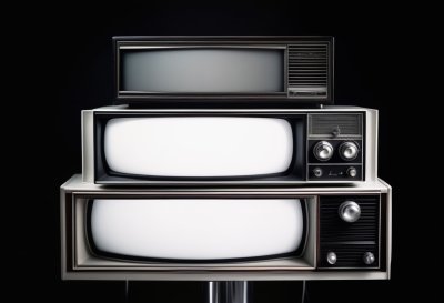 vintage television, retro technology, stacked television, analog television, old electronics, classic television, communication device, nostalgic device, broadcast media, retro design, television history, entertainment technology, isolated object, outdated technology, screen display, antenna television, historical device, television collection, entertainment device, image nostalgia