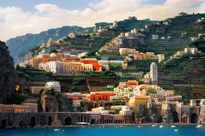 amalfi, coastal town, italian architecture, mediterranean, colorful houses, tourist destination, rocky cliff, italy vacation, scenic beauty, vacation spot, photogenic, cobbled streets, italy, tourist footprints, hilly hills, fall, relaxation, marine vibe, river mouth, mediterranean vegetation