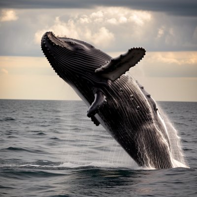 humpback whale, whale, giant marine mammal, breaching, splashing water, nature, ocean spray, water droplets, pectoral fins, dorsal ridges, open sea, sunset, golden hour, mountain backdrop, warm light, action shot, majestic, wilderness, nature photography