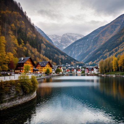 austria, hallstatt, lake, mountain lake, autumn, mountains, tranquility, fog, village, nature, idyll, architecture, reflection, morning, calm, tourism, riverside, ales, cosy, prosaic, darkness, balsam