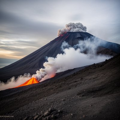 volcano, smoke, night sky, nature, slope, steam, volcanic activity, shale, natural wonder, gray, fog, moon, volcanic ash, light, black, geology, eruption, natural beauty, landscape, sky, wonder