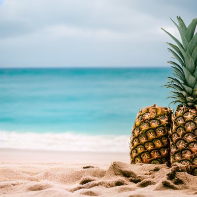 pineapple, beach, sea, sand, ocean, tropical, vacation, holiday, sunny, nature, resort, relax, serene, blue, sky, outdoor, paradise, blue sky, exotic, travel