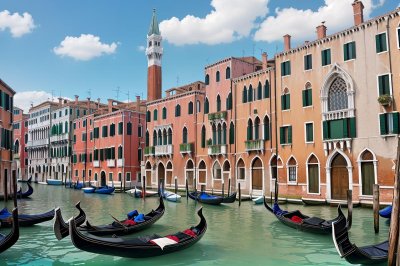 venice, nature, canal, gondola, architecture, historic, culture, tourism, beautiful, city, water, tourist, italian, summer day, sunny, blue sky, colorful, medieval, river, italy, bell tower