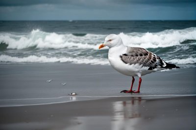 seagull, crab, ocean, beach, wildlife, nature, prey, food, sea, water, coast, hunter, bird, predator, summer, sand, waves, black-headed gull, hunt, food source