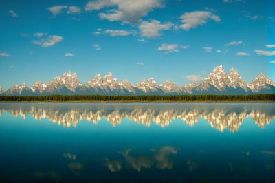 tetons, wyoming, reflections, morning, nature, jackson lake, lake, water, calm, serene, landscape, mountains, grand teton national park, usa, blue sky, tranquility, natural beauty, panorama, pristineness, mountain range