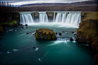 waterfall, godafoss, iceland, blue water, landscape, nature, river, travel, icon of iceland, spirit of nature, dramatic scenery, adrenaline, nature lovers, tourist attraction, natural wonder, geographical region, wild nature, iceland trip, capturing beauty