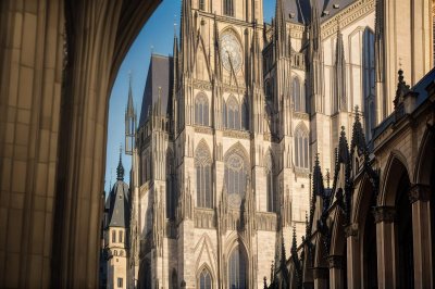 prague, architecture, buildings, city, history, european, streets, light, shadows, detail, blue sky, ochre, sunny, walls, windows, picturesque, old world, balconies, charming