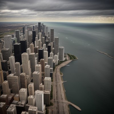 chicago, city, illinois, skyline, lake michigan, coastline, usa, panorama, beach, architecture, skyscraper, park, beach promenade, aerial view, real estate, urban park, blue sky, summer day, urban environment, traffic artery