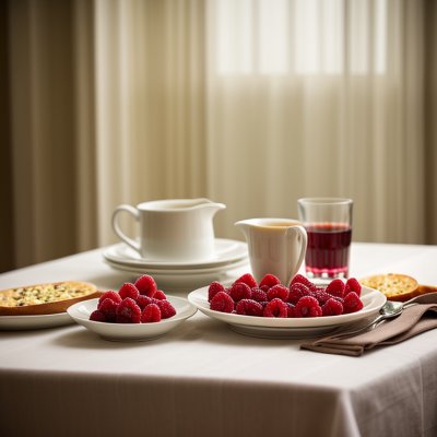 breakfast, food, tea, fruits, flower background, raspberries, basket, rose, coffee, juice, tea cup, decorative, nature, flower wallpaper, coffee cup, table, tea set, beautiful flowers, red and white, cup, rose flower, bright, outdoor, pastry, shady, flowers, rural