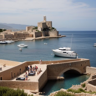calvi, mediterranean, bay, boats, citadel, summer, panorama, old town, island, blue, horizon, nature, forest, sea, wind, city, harbor, sky, medieval, mediterranean style