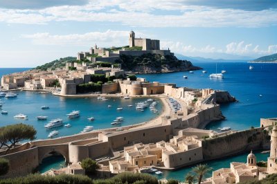 calvi, mediterranean, bay, boats, citadel, summer, panorama, old town, island, blue, horizon, nature, forest, sea, wind, city, harbor, sky, medieval, mediterranean style