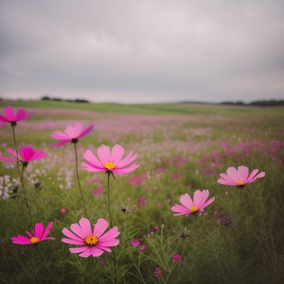 flowers, meadow, nature, summer, cosmos, color, pink, white, green, bloom, garden, flowering, botany, grace, outdoor, picturesque, colorful, summery, background, love of flowers