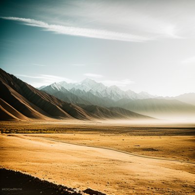mountain, desert, valley, light cloud, karakoram, green strip, dry, sun, sky, sand, light, dune, pakistan, stream, rock, gray, landscape, outdoor, view, strong, sand color