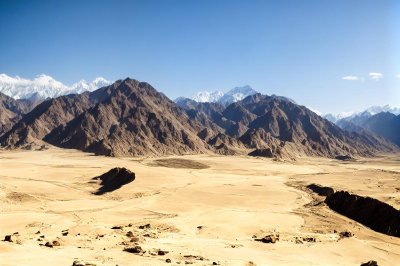 desert, mountains, pakistan, gilgit-baltistan, karakoram, snow, mirage, sand, blue sky, landscape, sand dunes, geological formation, natural beauty, landscape photography, sky, light, dry, sunny, hiking, view