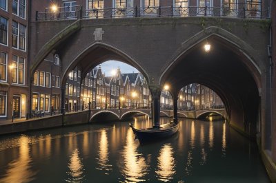 canal, bridge, delft, netherlands, old, architecture, classic, silhouette, nature, trees, sunset, red bricks, historic, cityscape, reflection, romantic atmosphere, tourism, silence, dripping water, summer, charm, historic building