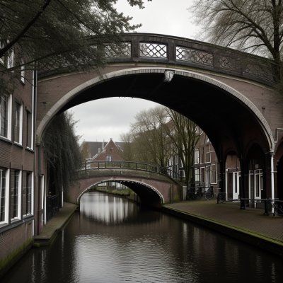 canal, bridge, delft, netherlands, old, architecture, classic, silhouette, nature, trees, sunset, red bricks, historic, cityscape, reflection, romantic atmosphere, tourism, silence, dripping water, summer, charm, historic building