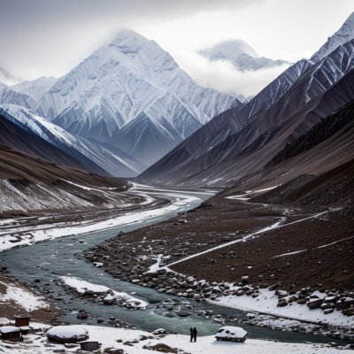 pakistani, kyrgyz, shyok, river, karakoram, mountains, snow, landscape, natural, sky, clouds, skyline, volcano, balistan, haldi cones, mountain formation, nature, geological, white snow, clear sky, rocky