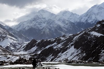 pakistani, kyrgyz, shyok, river, karakoram, mountains, snow, landscape, natural, sky, clouds, skyline, volcano, balistan, haldi cones, mountain formation, nature, geological, white snow, clear sky, rocky