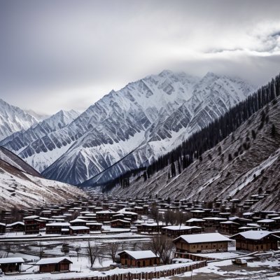 pakistan, gilgit-baltistan, mountains, karakoram, snow, village, nature, landscape, sky, clouds, cloudscape, rocks, clean air, tranquility, distance, pastures, remote, province, natural beauty