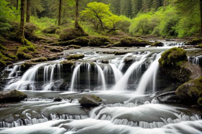 waterfall, island, nature, river, trees, forest, travel, hiking, landscape painting, autumn, green, zen, rapids, tourist attraction, stone, clear, natural beauty, wild water, relaxation, silence, meditation