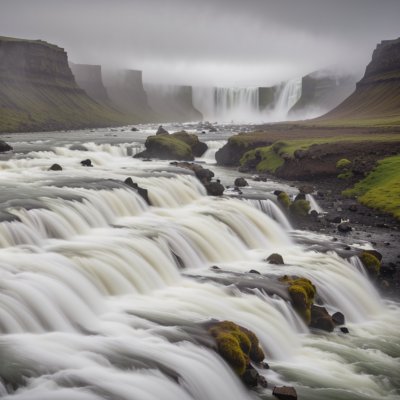 waterfall, river, nature, landscape, iceland, rapids, mist, clouds, fresh air, calm, climate, wild, hiking, ecotourism, cliff, tundra, adventure, tourism, natural phenomenon