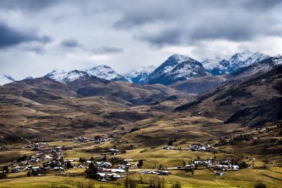 mountains, village, nature, snow, terraced farming, sky, clouds, agriculture, landscape, distant mountains, traditional architecture, national park, environment, northern pakistan, region, highlands, tourism, karakoram, space