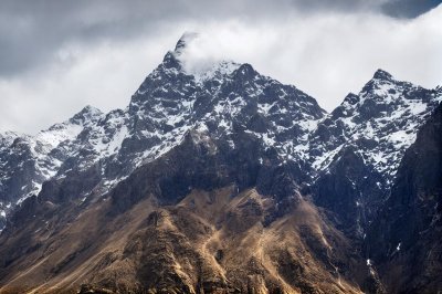 mountain, mountains, snow, nature, clouds, sky, rocky, pakistan, karakoram, gilgit-baltistan, landscape, cone, haldi cones, rock formation, peaks, climate, extreme, altitude, view, outdoor